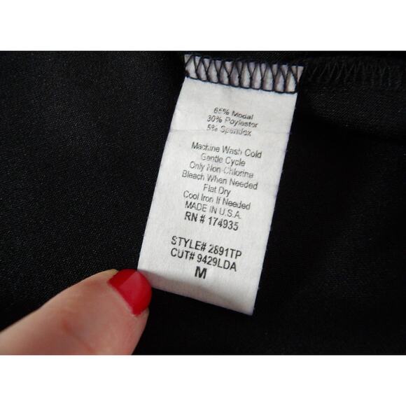 Allison Joy Top Shirt Sz Medium Slinky Soft Black Layers V Neck Staple Basic - Picture 6 of 9